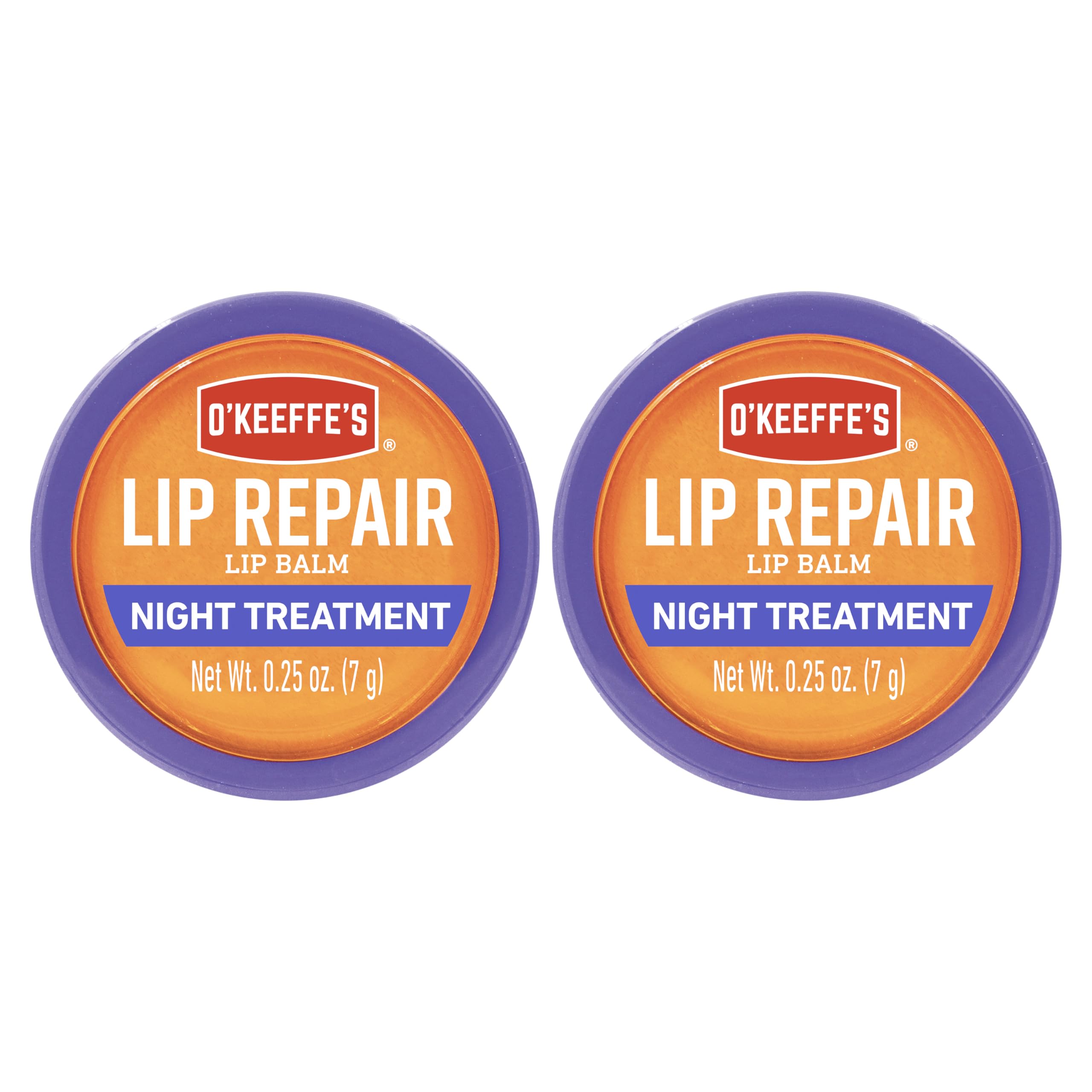 O'Keeffe's Lip Repair Night Treatment Lip Balm for Dry, Cracked Lips - 0.25 Ounce Jar (2 Pack) - Moisturizer for Extremely Cracked, Dry Lips