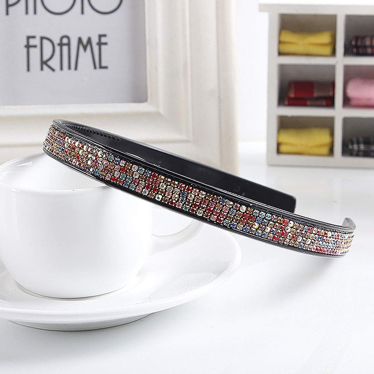 6 PCS Rhinestone Headband Headwear with Teeth Hair Hoop Head Band Hair Band Non-slip Teeth Hairband for Women (Four row crystal)