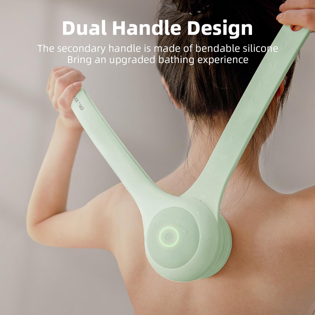 Oh,XIYU. Electric Body Brush Back Scrubber for Shower, Waterproof Long Dual Handle Power Body Scrubber with 3 Heads, Rechargeable Bath Brush & 2 Speeds, for Cleansing, Exfoliating and Massaging Skin