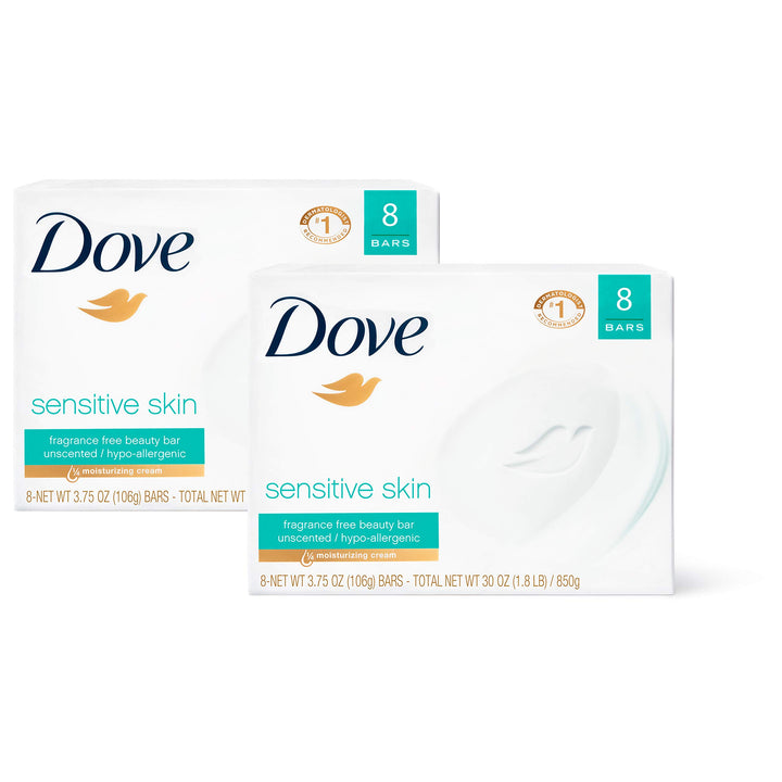 Dove Beauty Bar Gently Cleanses and Nourishes Sensitive Skin Effectively Washes Away Bacteria While Nourishing Your Skin 3.75 oz 16 Bars