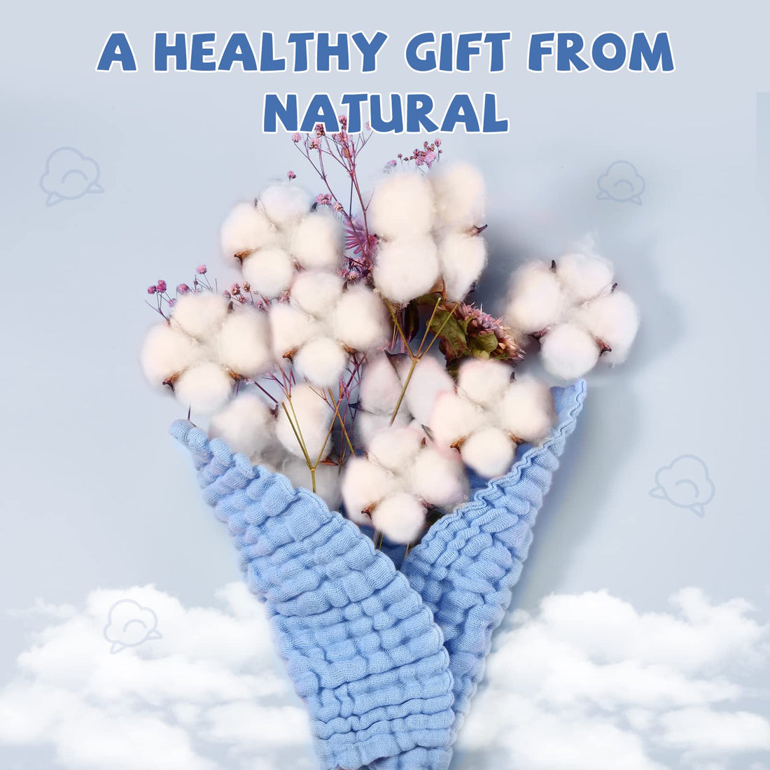 MUKIN Baby Washcloths - Soft Face Cloths for Newborn, Absorbent Bath Wipes, Burp Cloths or Towels, Baby Registry as Shower. Pack of 6-12x12 inches (Blue)