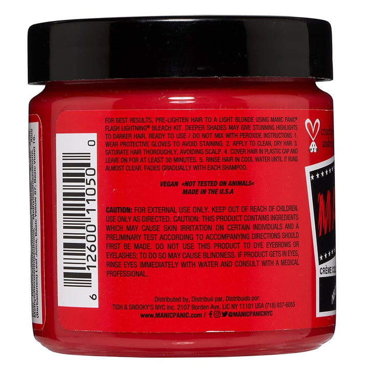 Manic Panic Semi-Permament Haircolor Red Passion 4oz Jar (3 Pack)