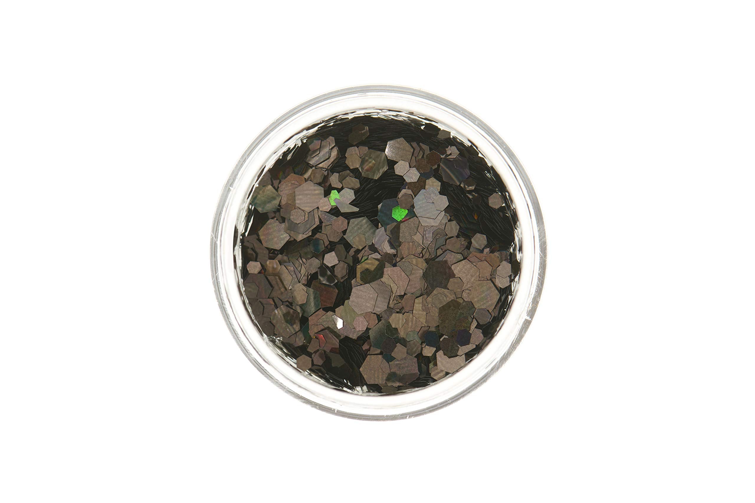 Moon Glitter Holographic Chunky Glitter 100% Cosmetic Glitter for Face, Body, Nails, Hair and Lips - 0.10oz - Black