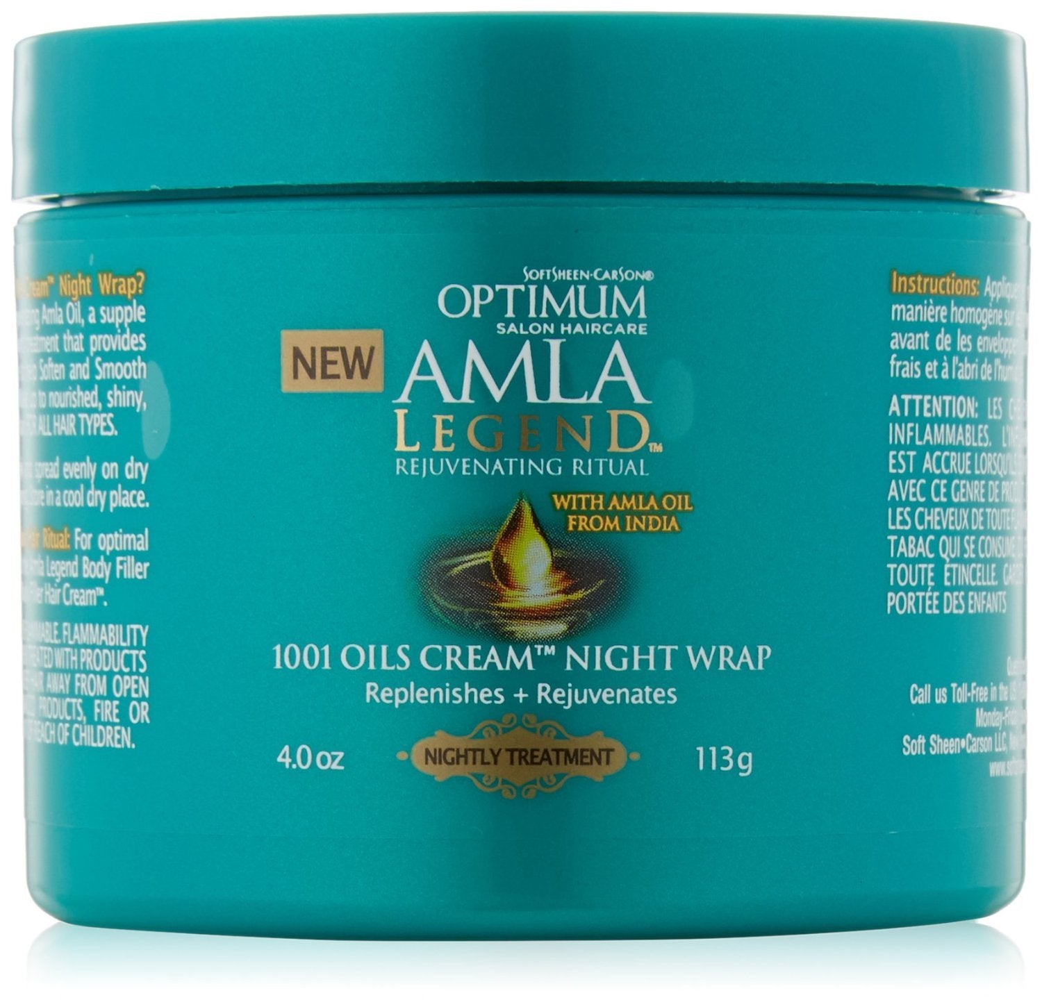 Softsheen Carson Optimum Amla Legend 1001 Oils Cream Night Wrap, 4 Oz.