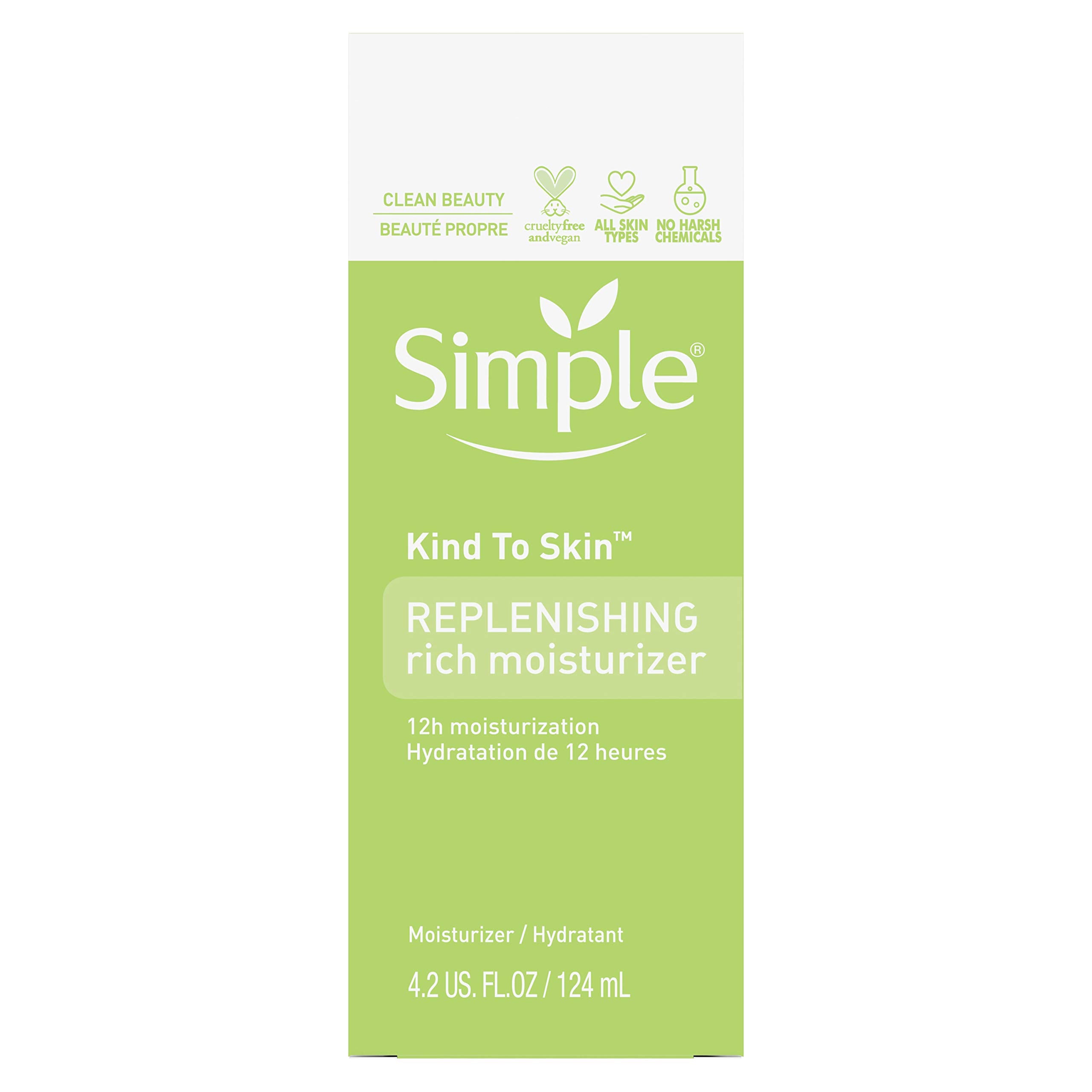 Simple Kind to Skin Face Moisturizer For Sensitive Skin Replenishing Rich 12-Hour Moisturization for All Skin Types 4.2 oz