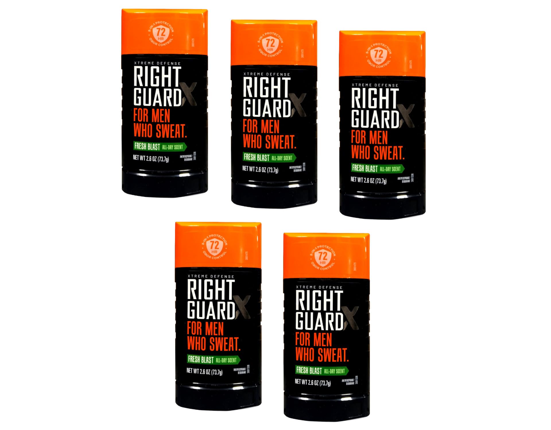 Right Guard Xtreme Defense 5 Anti-Perspirant & Deodorant, Fresh Blast 2.60 oz (Pack of 5)