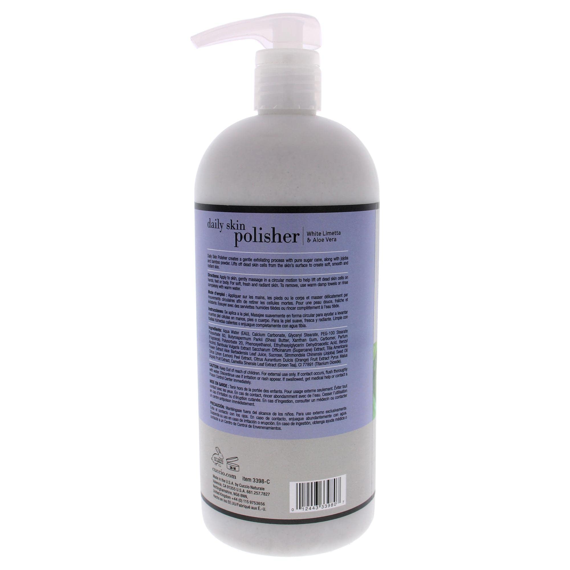 Cuccio - Luxury Spa Daily Skin Polisher - White Limetta and Aloe Vera - for Unisex - Scrub - 32 oz