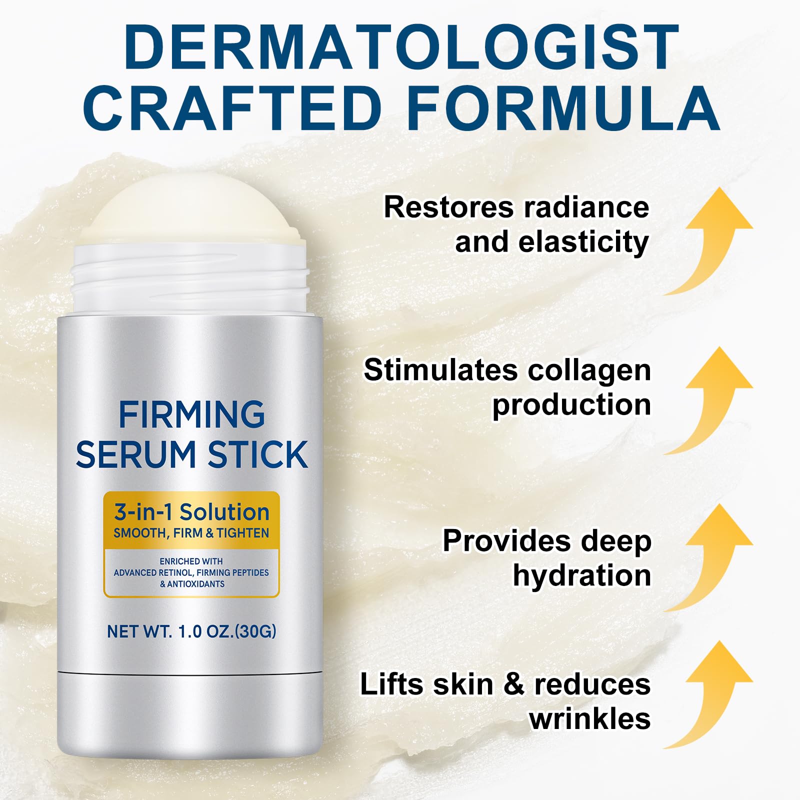 Retinol Firming Serum Stick, Retinol Face Stick with Antioxidants to Visibly Tighten and Firm Wrinkles, Advanced Firming & Wrinkle-Reducing Cream for Face and Body