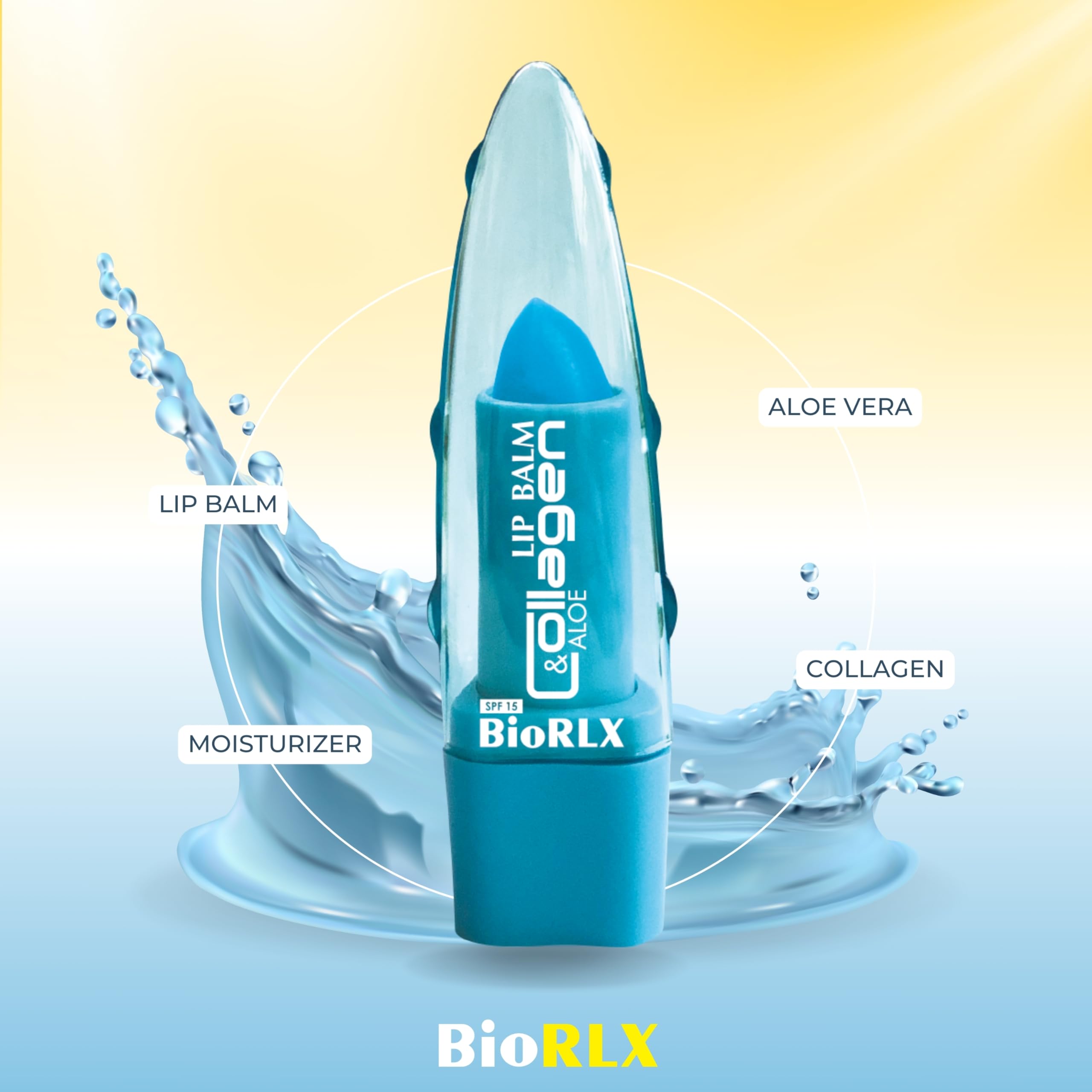 BioRLX Collagen & Aloe Vera Lip Balm - Advanced Anti-Aging Lip Care for Youthful and Hydrated Lips (Collagen, 0.12 Ounce (Pack of 1))