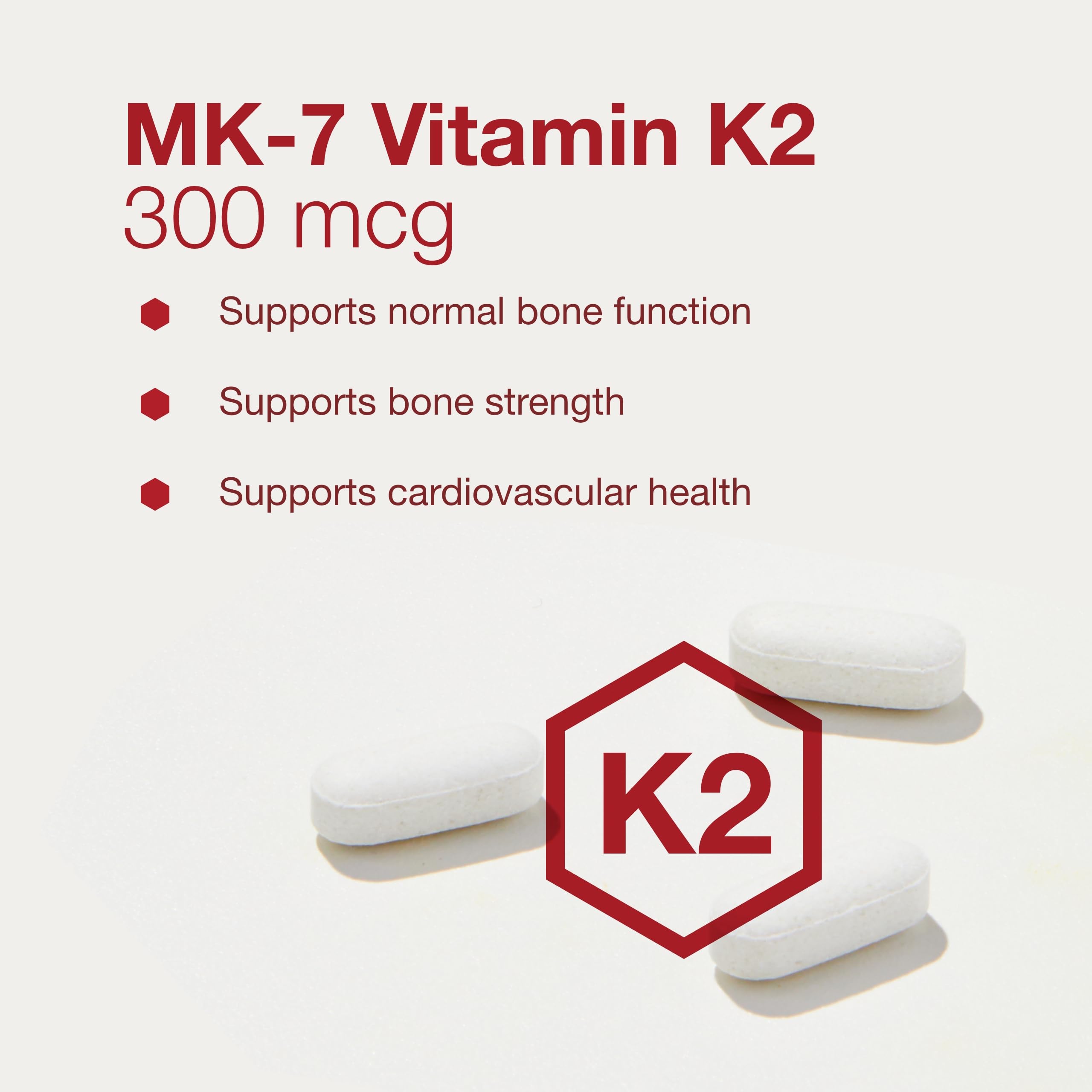 PROTOCOL FOR LIFE BALANCE MK-7 Vitamin K2 300mcg - Extra Strength - VIT K Supplement - MK-7 Vitamin K2 Life Balance - Support Bone Health & Vascular Elasticity - Non-GMO & Vegan - 60 Veg Capsules