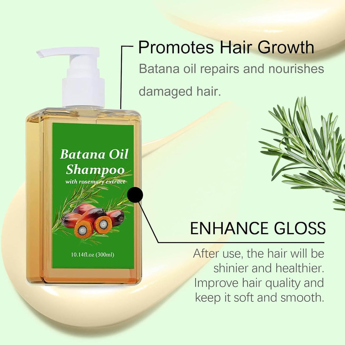 Batana Oil Shampoo for Hair Growth, Routine Shampoo Rosemary Oil for Thinning Hair for Women & Men, 9-in-1 Natural Hair Loss Shampoo with Biotin, hickening Hair Nourishing & Regenerating