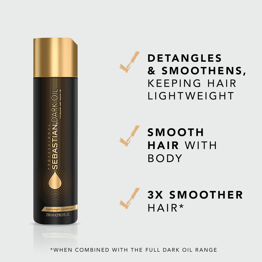 Sebastian Dark Oil Lightweight Conditioner Infused with Jojoba Oil and Argan Oil, 8.4 oz