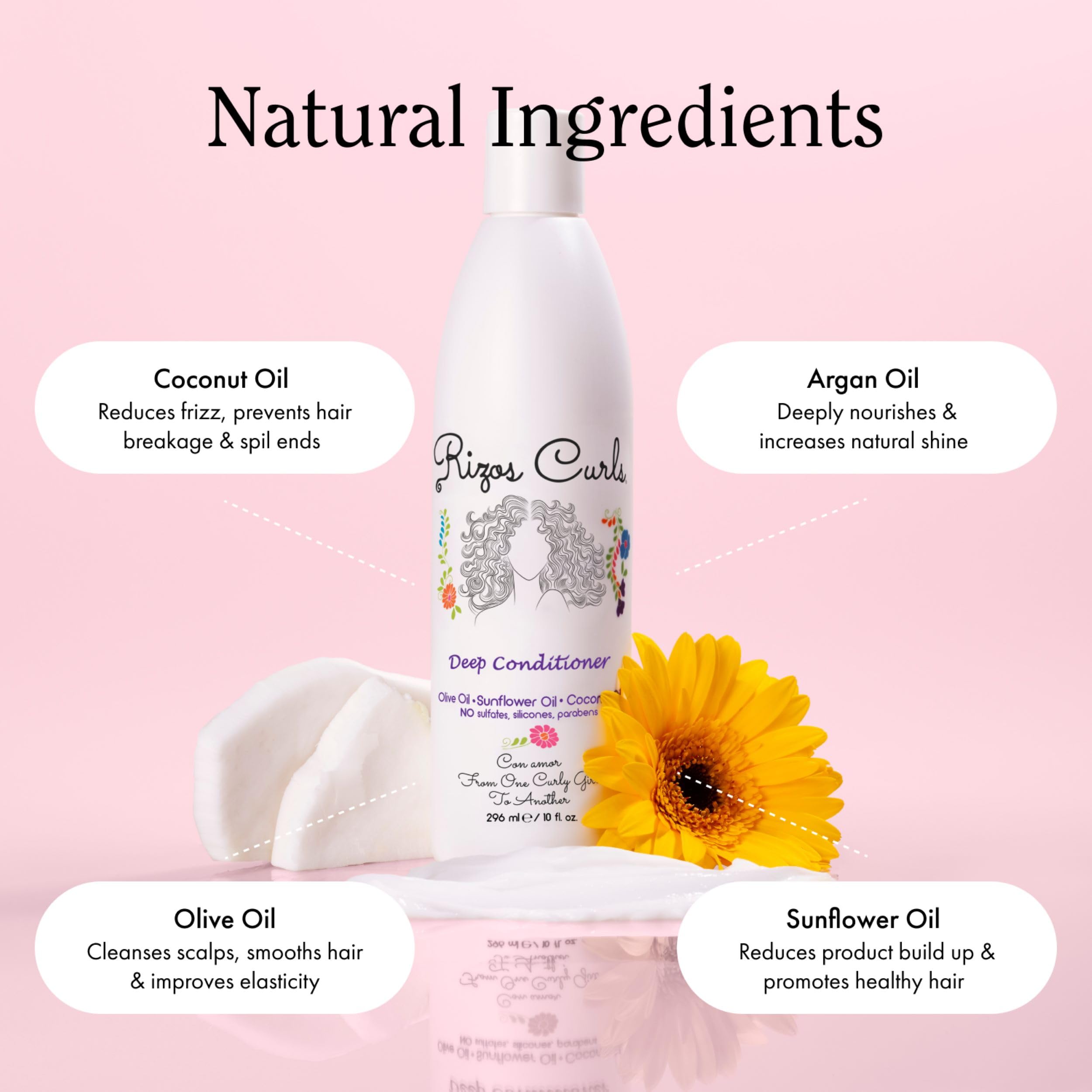 Rizos Curls Wash Day Bundle, Hydrating Shampoo & Deep Conditioner Bundle, Gently Cleanse and Hydrate Curly Hair, Moisturize Scalp & Hair, Clean & Natural Ingredients for all Hair Types 1a - 4c