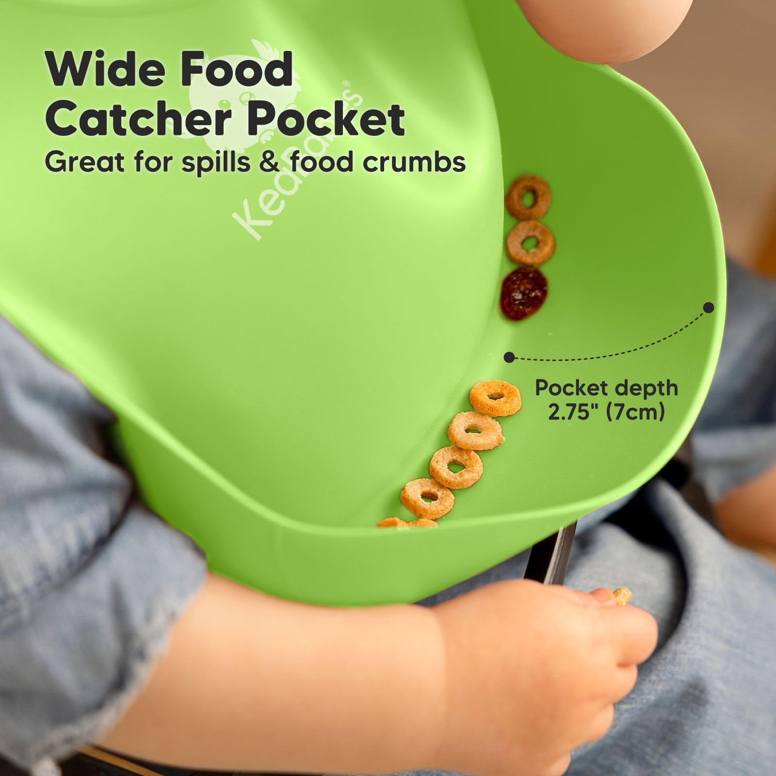 KeaBabies 2-Pack Silicone Baby Bibs for Eating - Sturdy Food-Grade Silicone Bibs for Babies Girl, Boy, Large Food Catcher, Clean & Put On Easily, Waterproof Toddler Feeding Essentials (Cloud Nine)