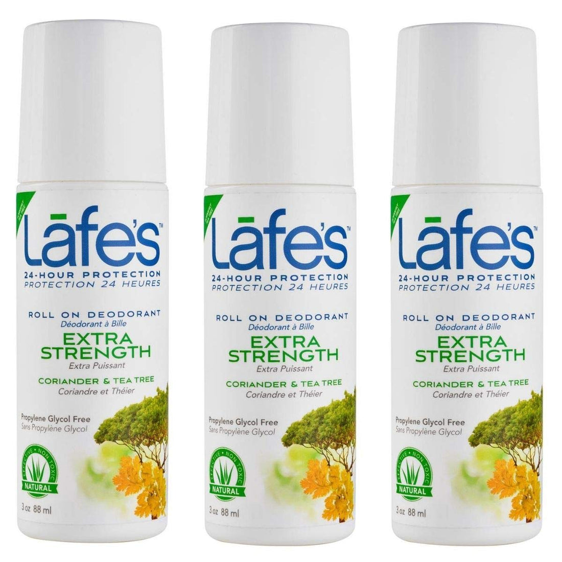 Lafe's Roll-On Deodorant, Coriander & Tea Tree, 2.5 Ounce (3 Count)