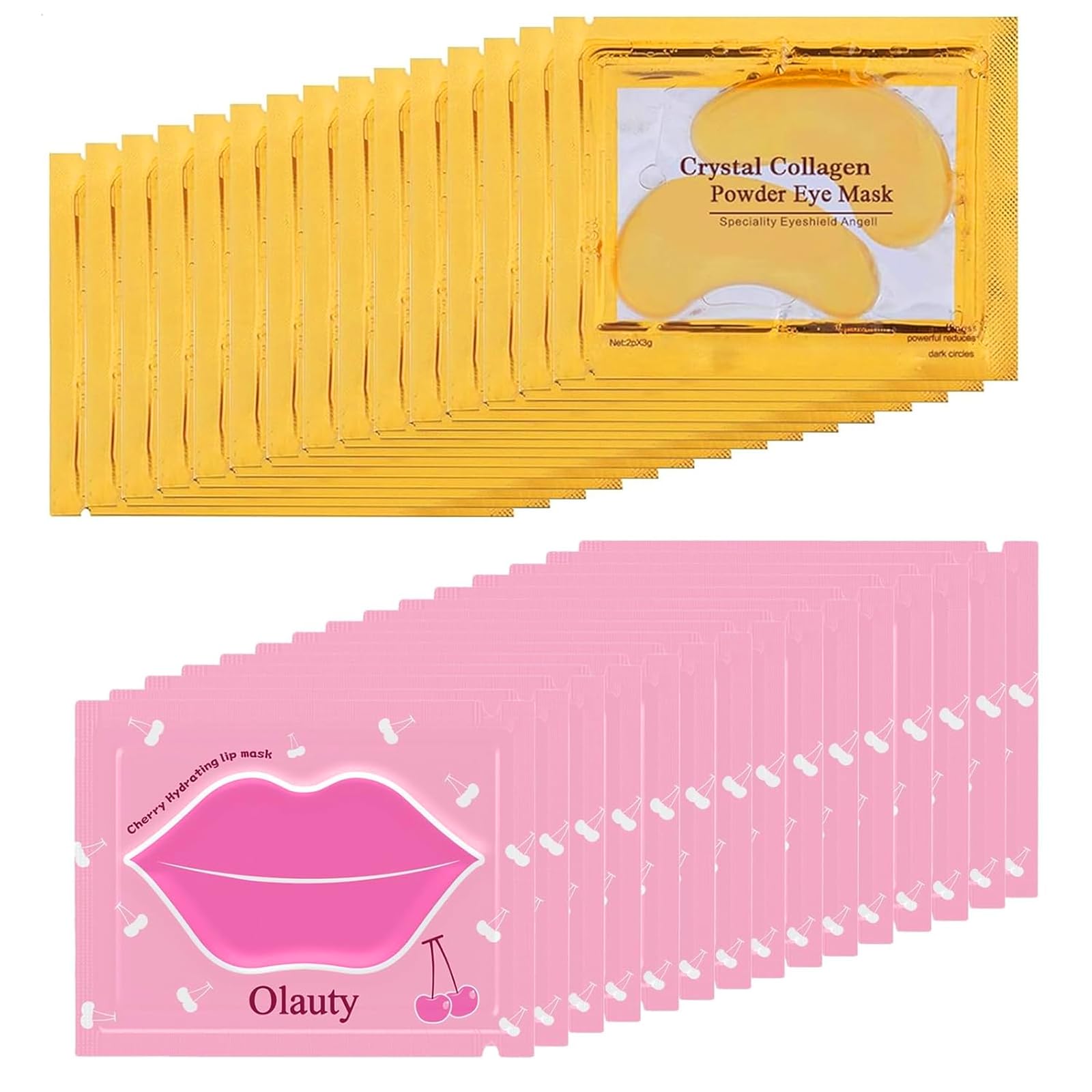 30 Pairs Lip Mask & Under Eye Mask, 24K Gold Gel Eye Masks,Collagen Moisturizing Lip Masks for Dry Lips, Effectively Nourishes Skin Care