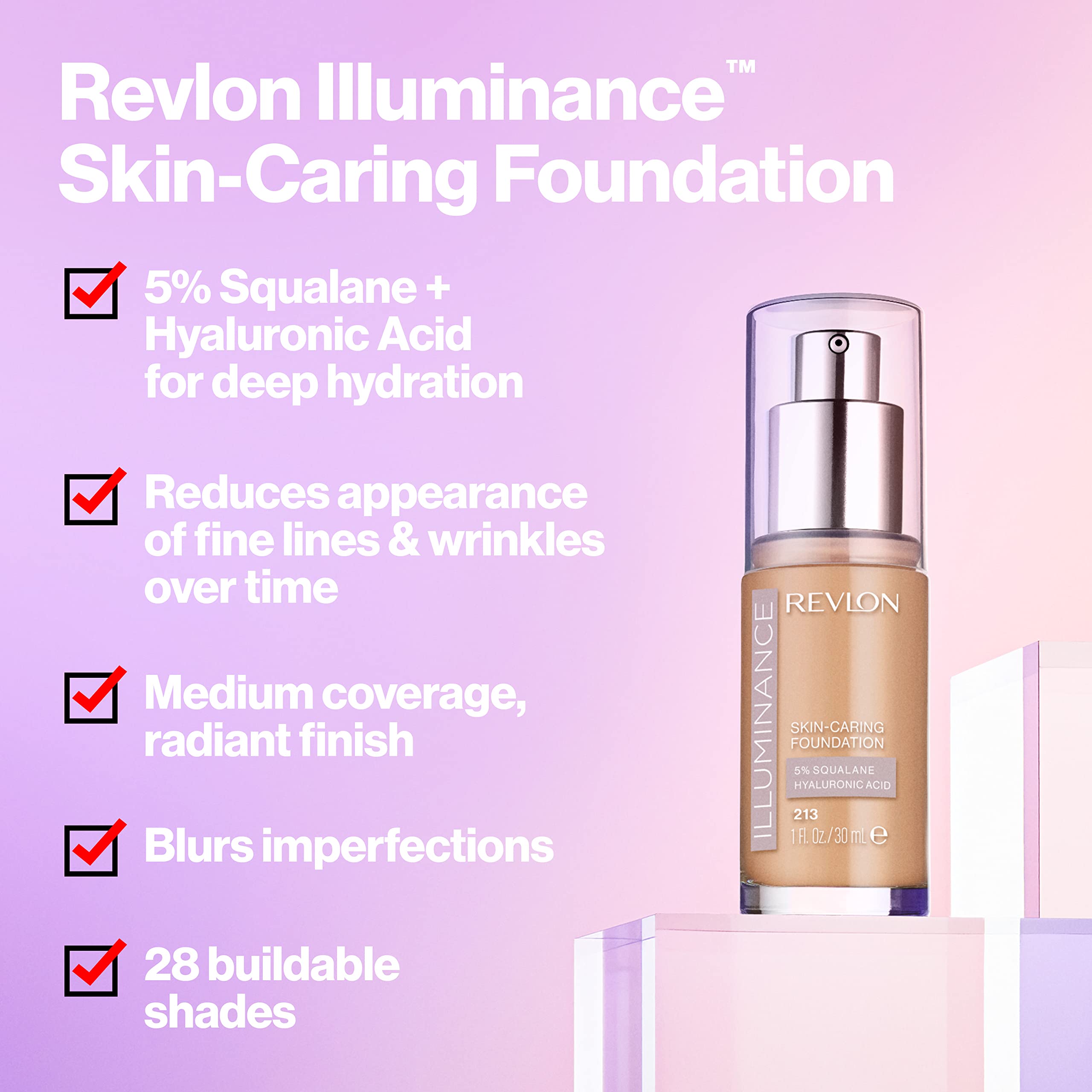 Revlon Illuminance Skin-Caring Liquid Foundation, Hyaluronic Acid, Hydrating and Nourishing Formula with Medium Coverage, 317 Tan Sand, 1 fl oz