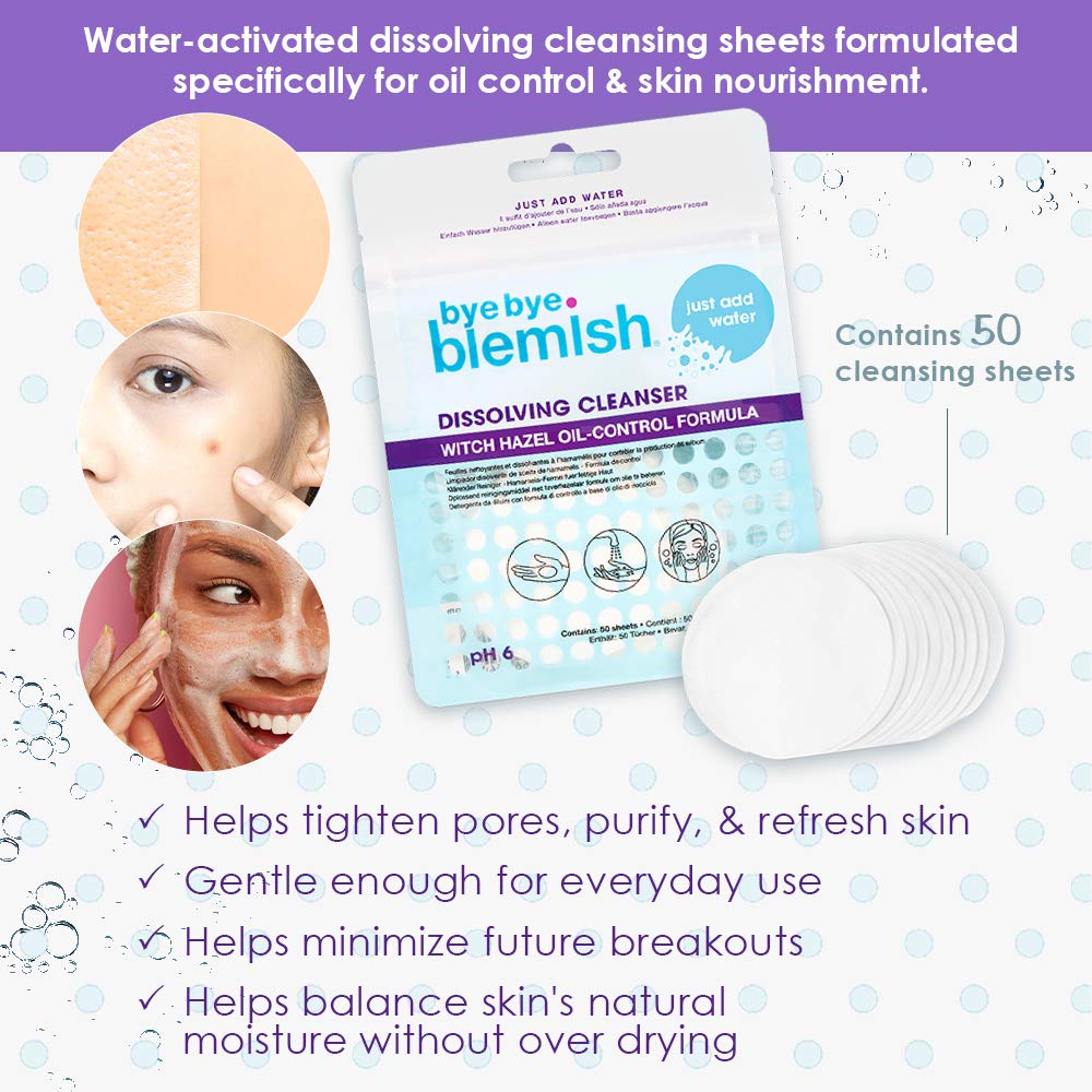 Bye Bye Blemish Water Activated Dissolving Cleanser Sheets