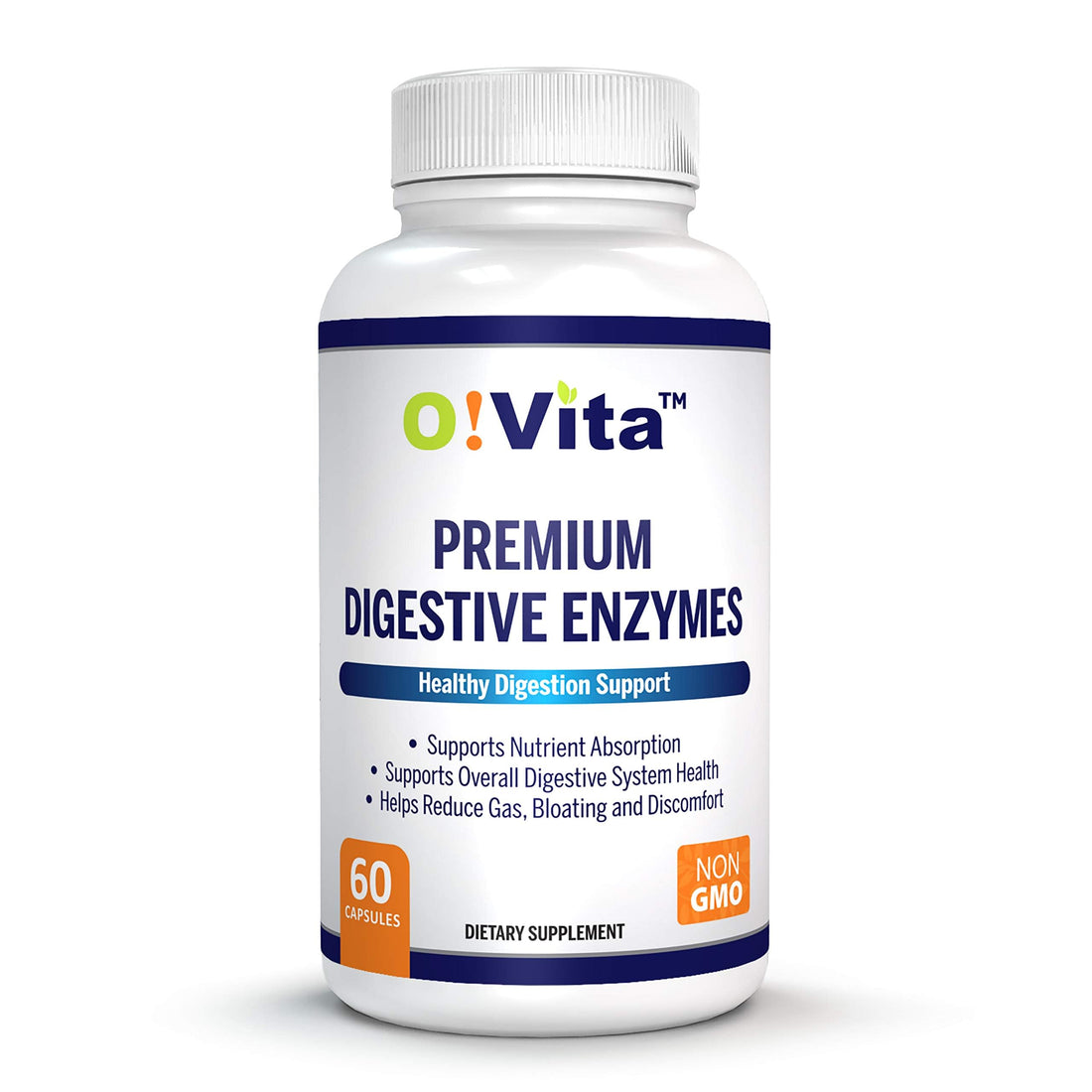 O!VITA Premium Digestive Enzymes with Plant-Based enzymes, Supports Better Digestion, Better Nutrient Absorption (60 Non-GMO Vegetable Capsules)