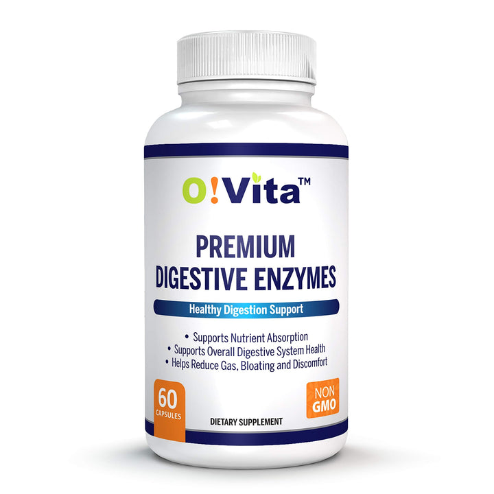 O!VITA Premium Digestive Enzymes with Plant-Based enzymes, Supports Better Digestion, Better Nutrient Absorption (60 Non-GMO Vegetable Capsules)