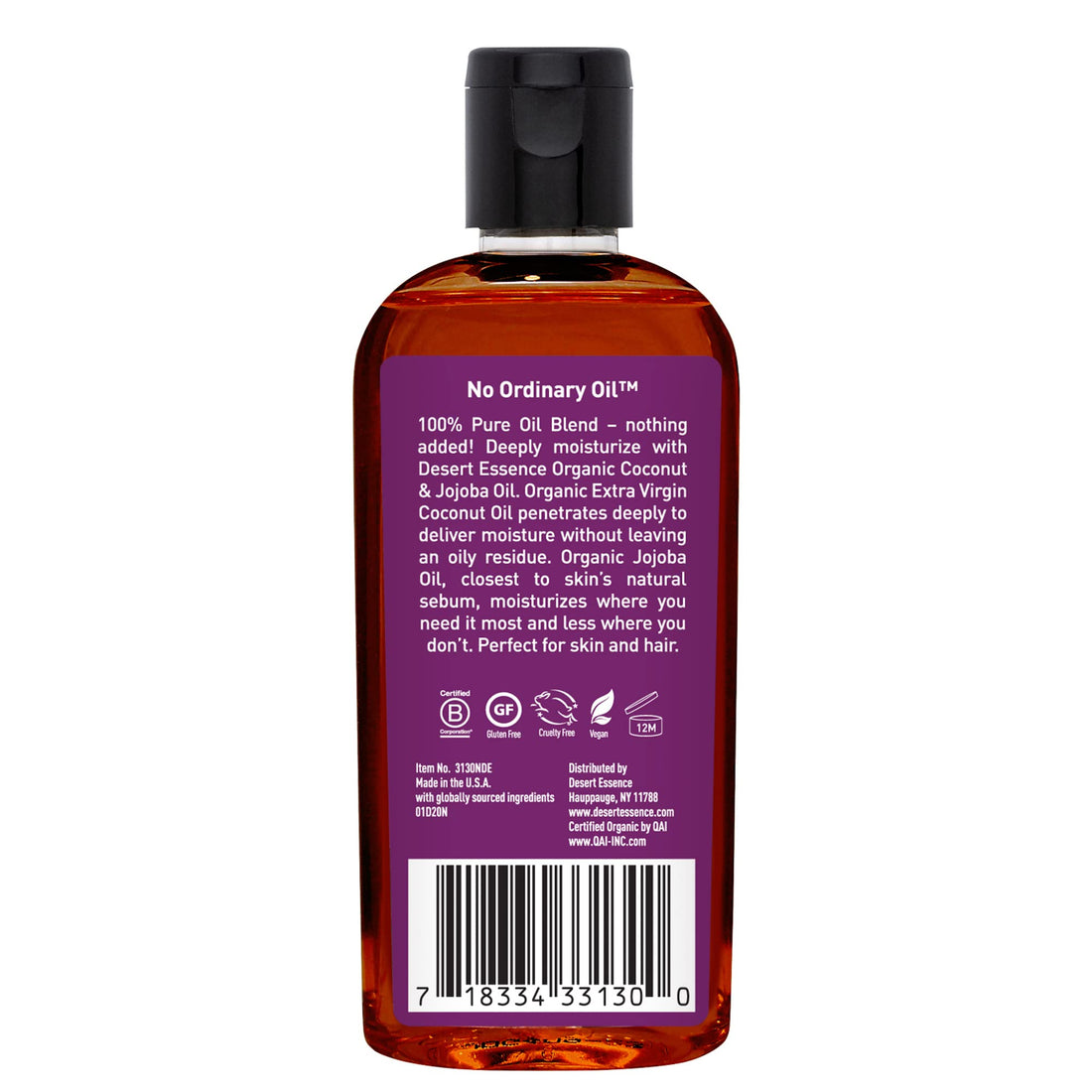 Desert Essence Organic Coconut And Jojoba Oil, 4 Fluid Ounce