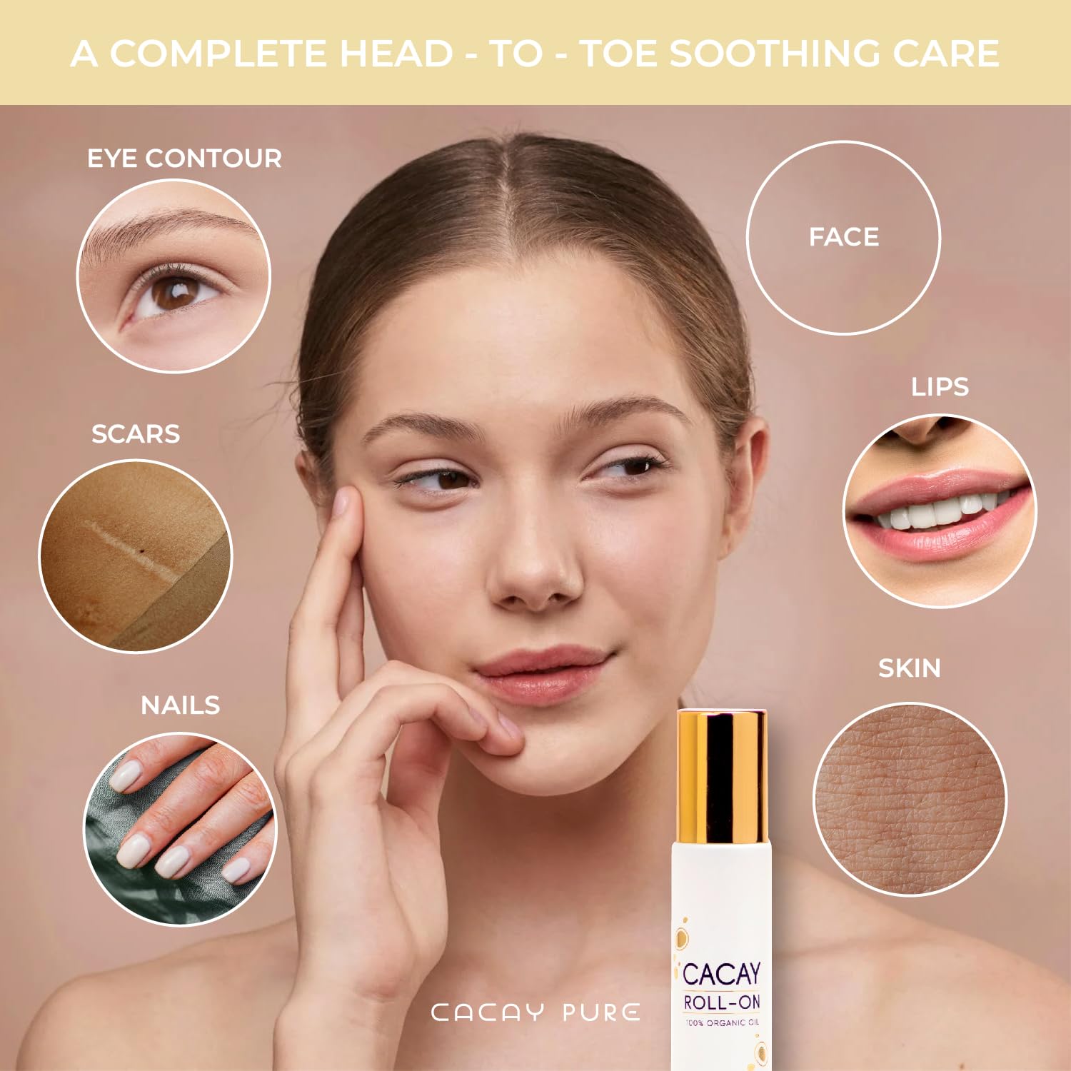 Cacay Oil Roll-On – Natural Anti-Aging Face & Body Oil for Scars with Retinol & Vitamin E, Organic Skincare, Antioxidant-Rich Treatment for Acne Scars, Wrinkles, Fine Lines, and Dry Skin (0.33 Fl Oz)