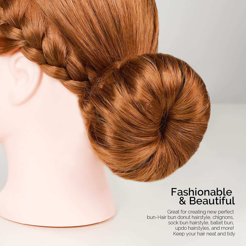 8pcs Hair Donut Bun, FANDAMEI Ballet Hair Accessories with 4pcs Dark Brown Donut Bun Maker&4pcs Beige Sock Bun, 5 pieces Hair Elastic Bands, 20 pieces Hair Pins, (2 extra-large, 2 large, 2 medium and