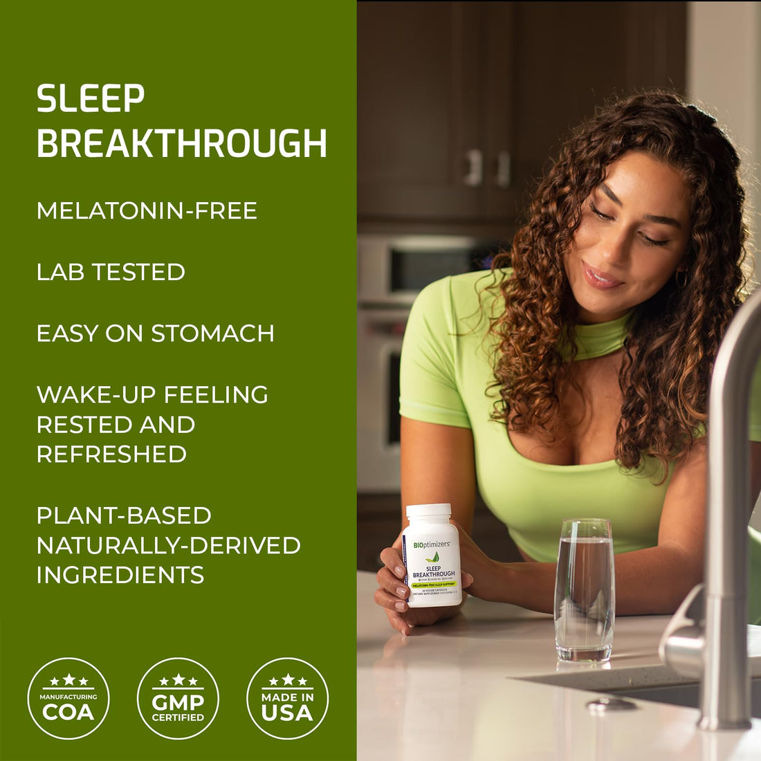 BiOptimizers Sleep Breakthrough Capsules - Natural Support Supplement | Calming Relief Aid for Adults | Non-Habit Forming | 60 Capsules