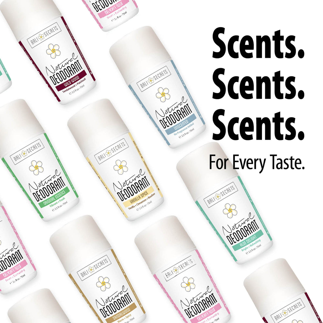 BALI SECRETS All Natural Deodorant. Pure & Simple Ingredients. Organic & Vegan. All Day Protection. [Scent: Sandalwood]