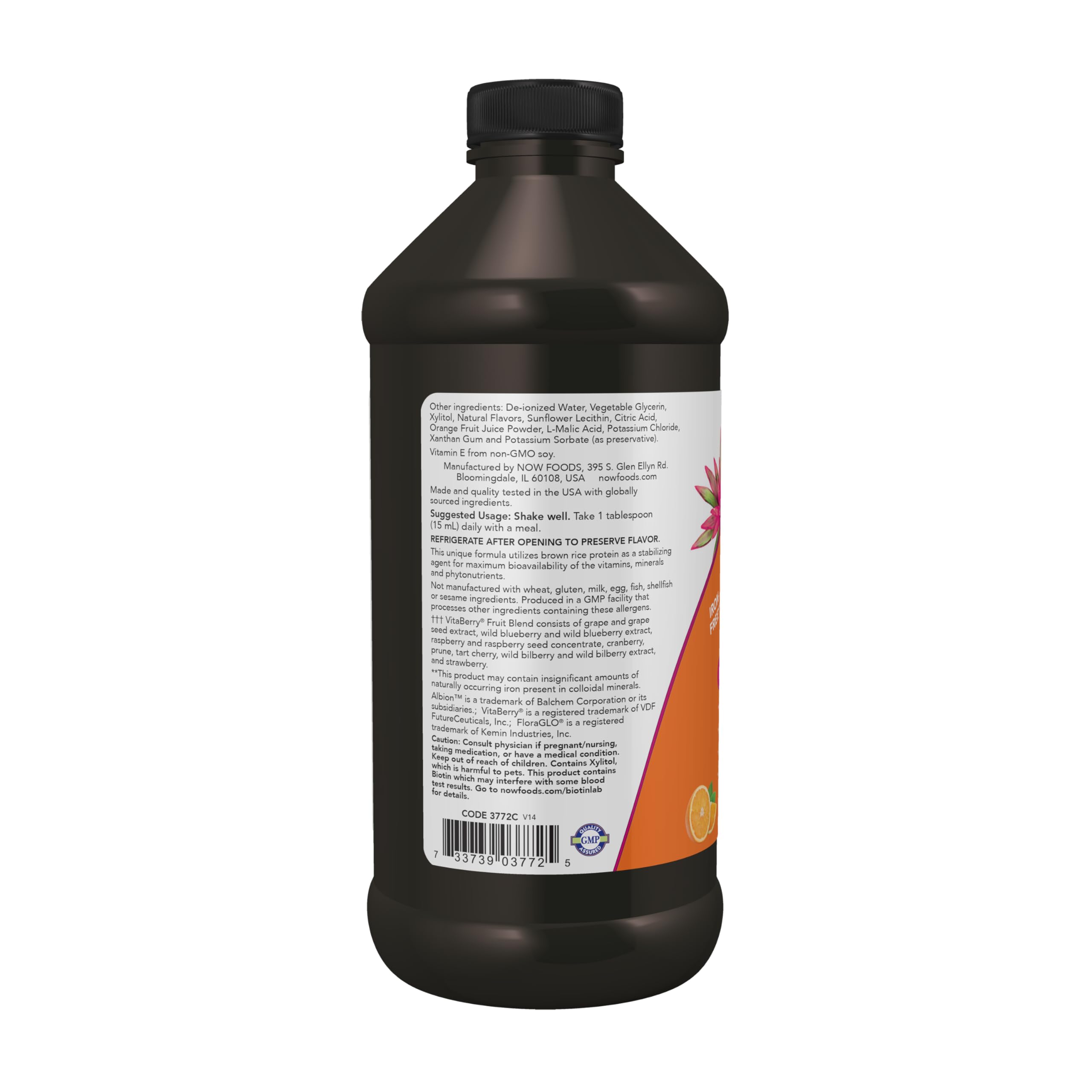 NOW Foods Supplements, Liquid Multi, Tropical Orange Flavor, Fast Absorption, with Added Phytonutrients, 16-Ounce