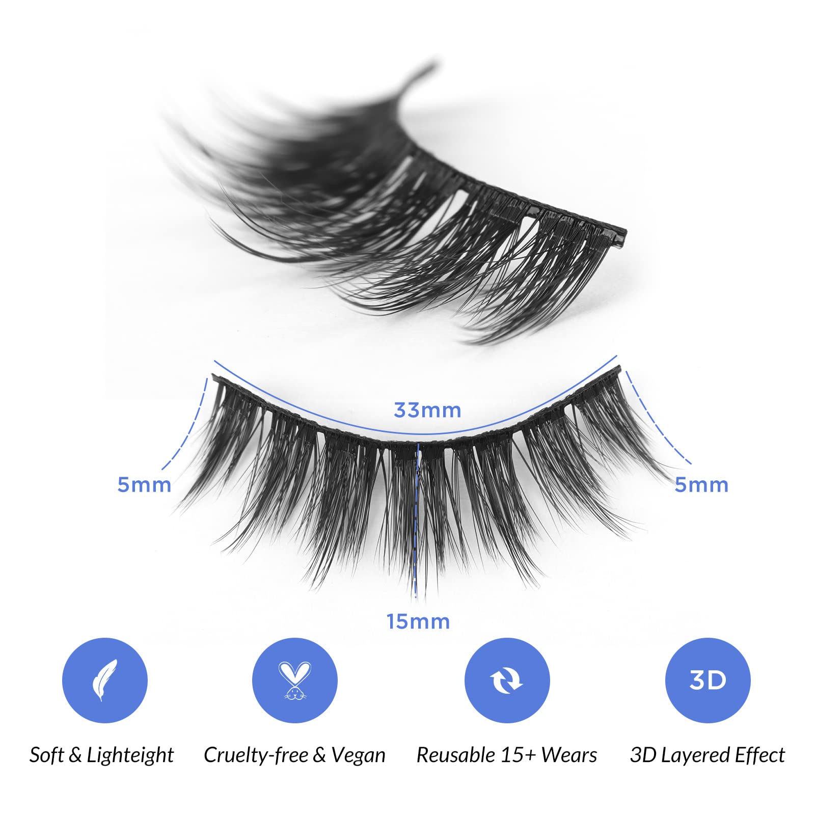 Lashes Natural Look False Eyelashes - Bepholan Fake Eyelashes 3D Super Fluffy False Lashes Black Band Wispy Lashes 3-Pack Faux Mink Lashes,XMZ21-3