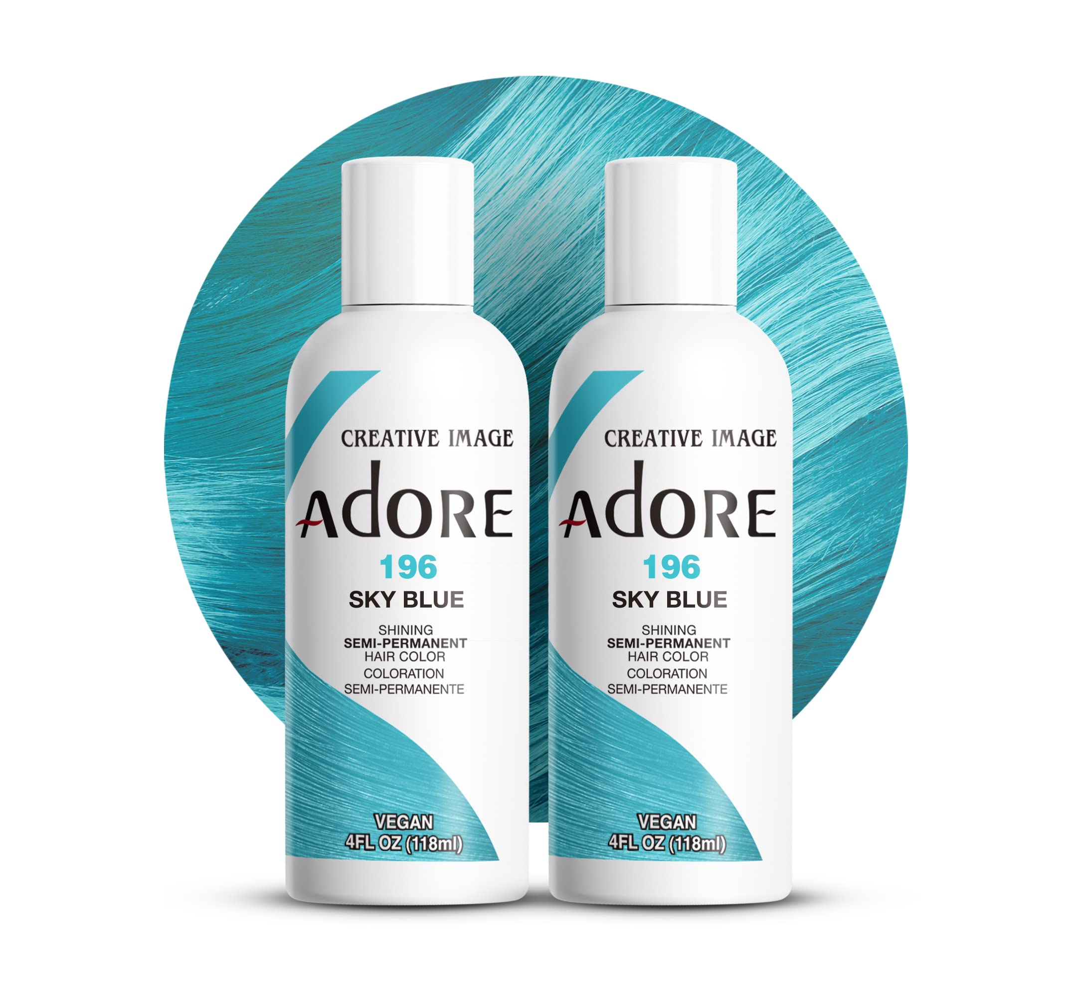 Adore SemiPermanent Haircolor 196 Sky Blue 4 Ounce (118ml) (2 Pack)