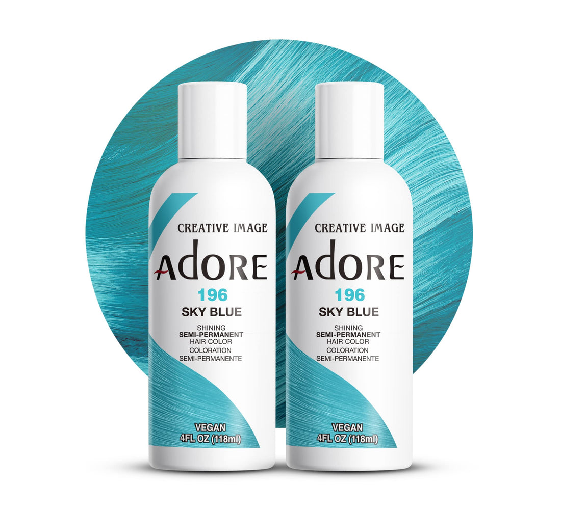 Adore SemiPermanent Haircolor 196 Sky Blue 4 Ounce (118ml) (2 Pack)