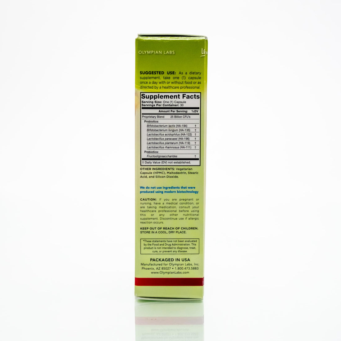 Olympian Labs Complete Prebiotic and Probiotic Supplement - 25 Billion Live Shelf Stable Cultures - 30 Vegetarian Capsules, Helps Restore The Natural Balance Within The Digestive Tract.