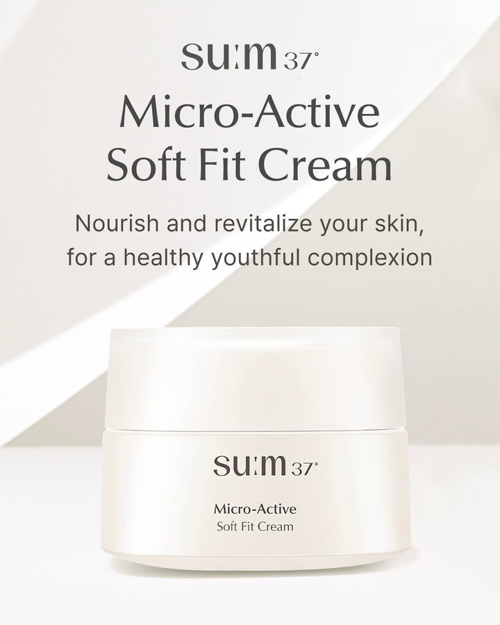 SU:M Micro-Active Soft Fit Cream (1.67 fl oz) - Deep Hydration for Elasticty, Sensitive Skin. Korean Skin Care. Peptides, Fermented Nutrients.