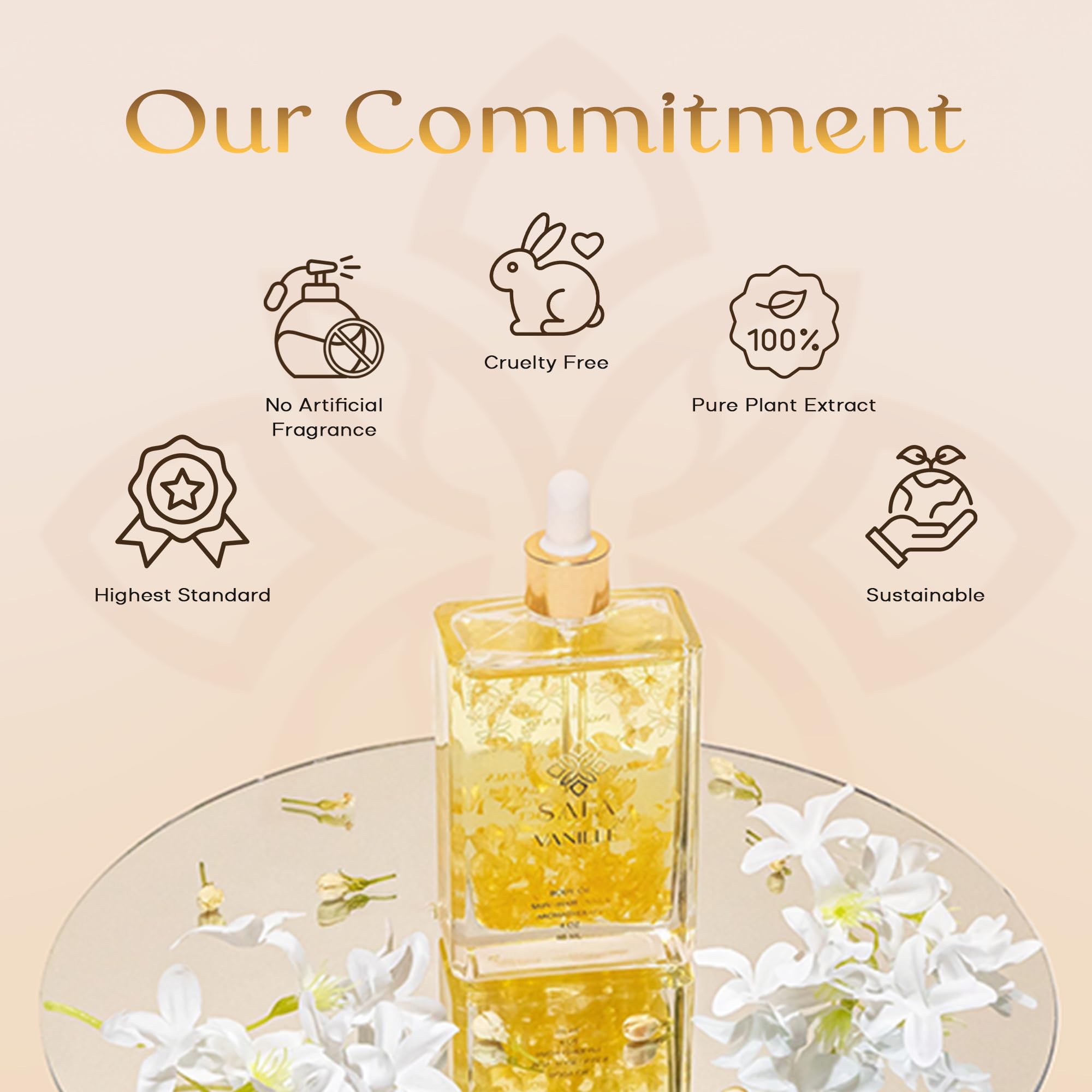 SAFA Vanillé Oil - Organic Oil for Face, Body, Hair, Nails & Aromatherapy | Vanilla Extract & Jasmine Petals - Essential Oil for Diffusers | After Shower Body Oil | Skin Moisturiser (4 Fl Oz)