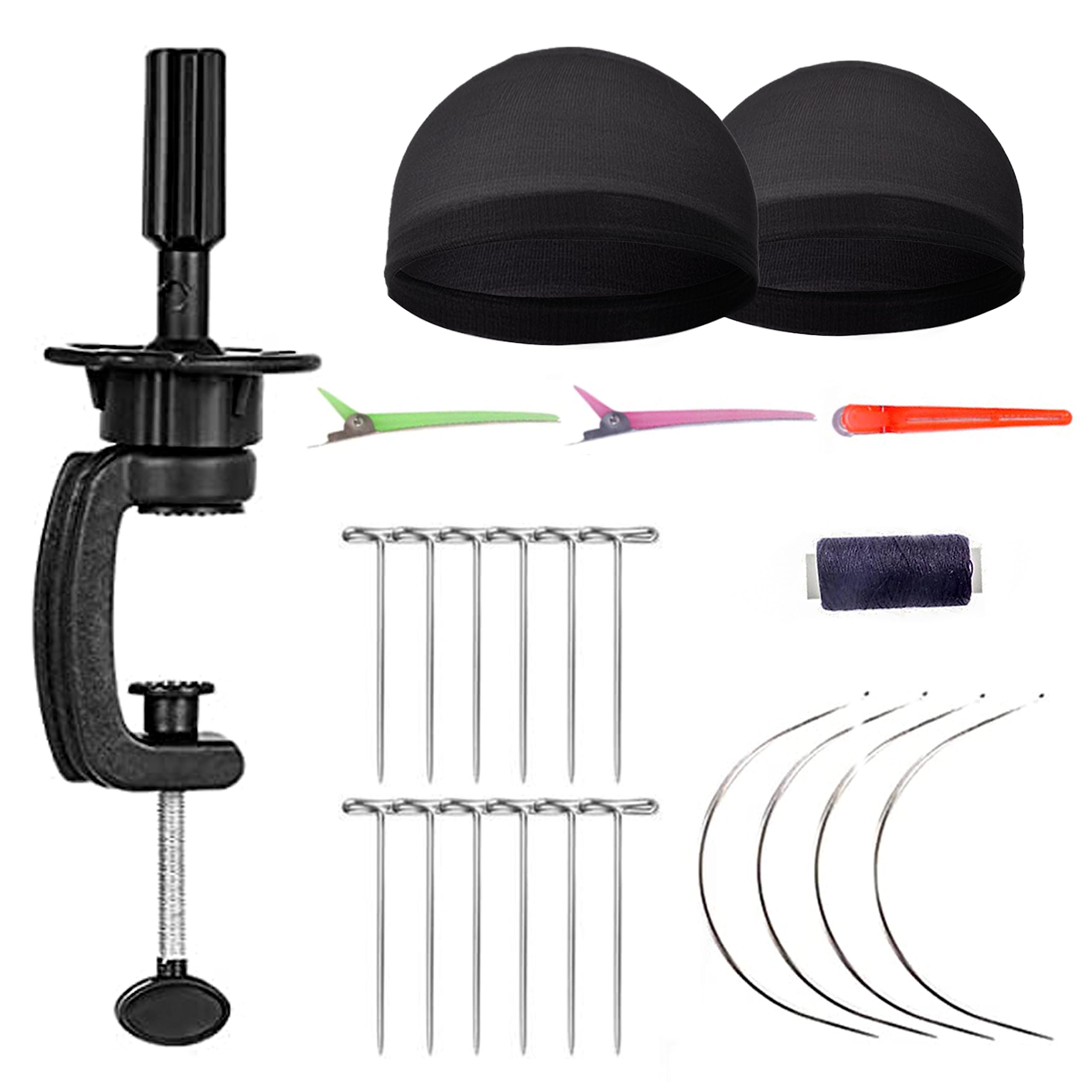 gexworldwide GEX 24 Canvas Cork Wig Block Mannequin Head for Wig Making Drying Styling Display with Table C Clamp Stand Holder (Light Brown 24)