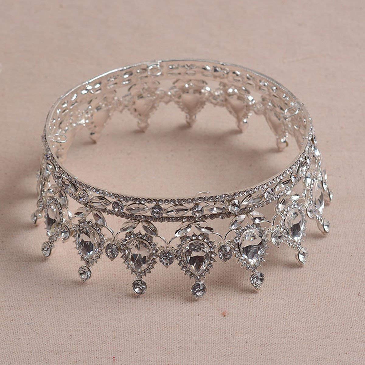 SSNUOY Silver Diamond Shape Tiara for Brides Pageant Crowns