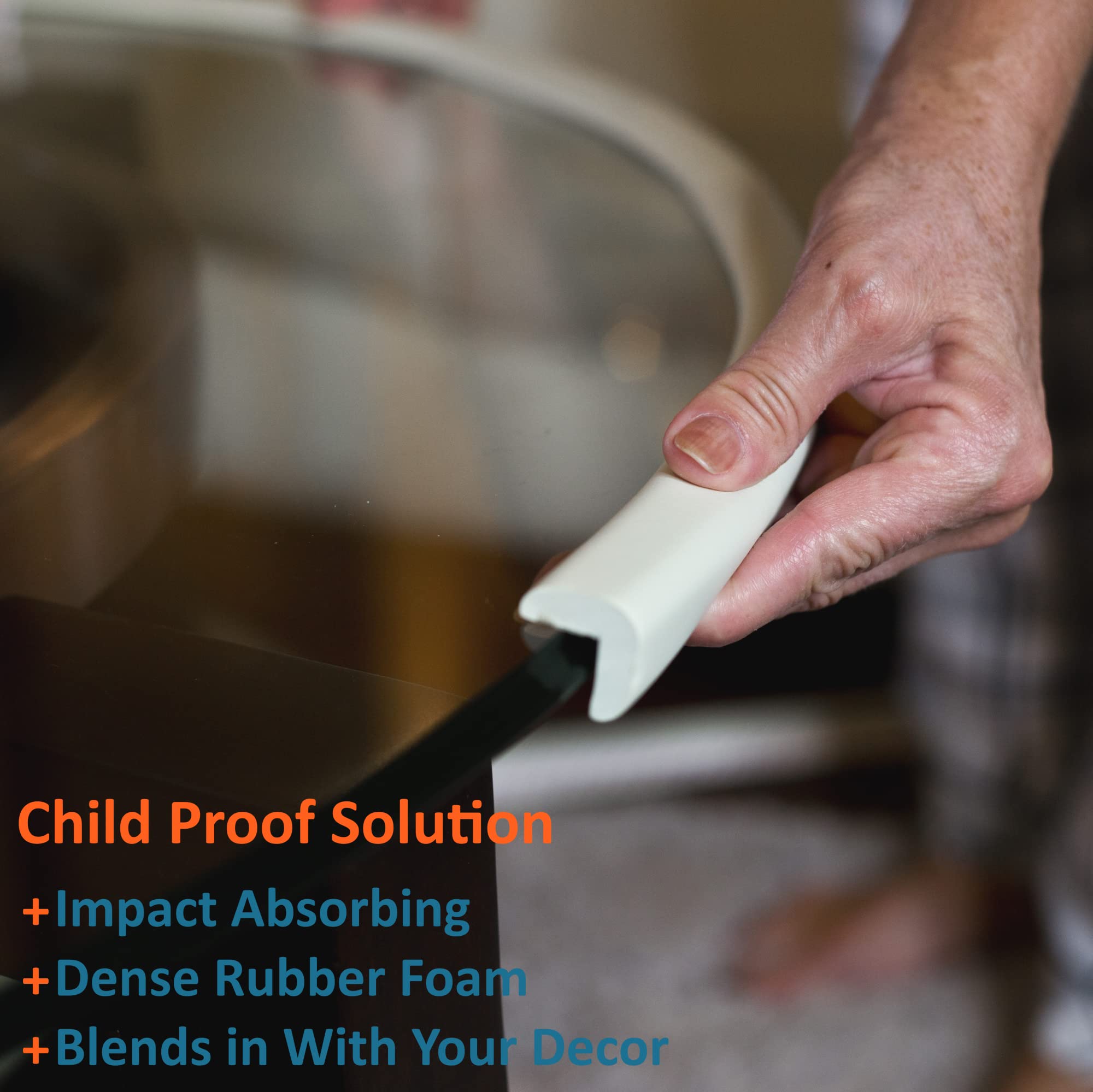 Furniture Edge and Corner Guards | 20.4ft Protective Foam Cushion | 18ft Bumper 8 Adhesive Childsafe Corners | Baby Child Proofing Set NonToxic and Safe for Table, Fireplace, Countertop | White