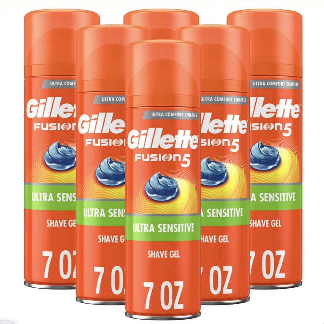 Gillette Fusion Shave Gel, Hydra Gel, Ultra Sensitive, 7 Ounce, 6 count