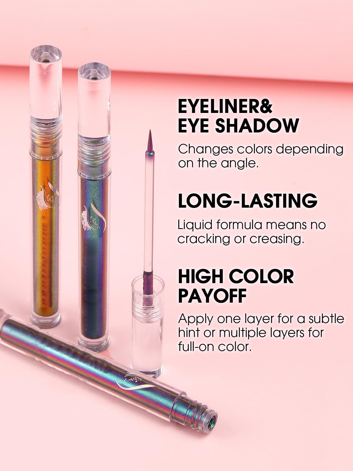 Easilydays Chameleon Liquid Glitter Thin Eyeliner, Highly Pigmented Intense Color Metallic Satin Multi-Reflective Finish Eye Liner Pencil, Waterproof Long-lasting Shimmer Eye Shadow Makeup Pen (01)
