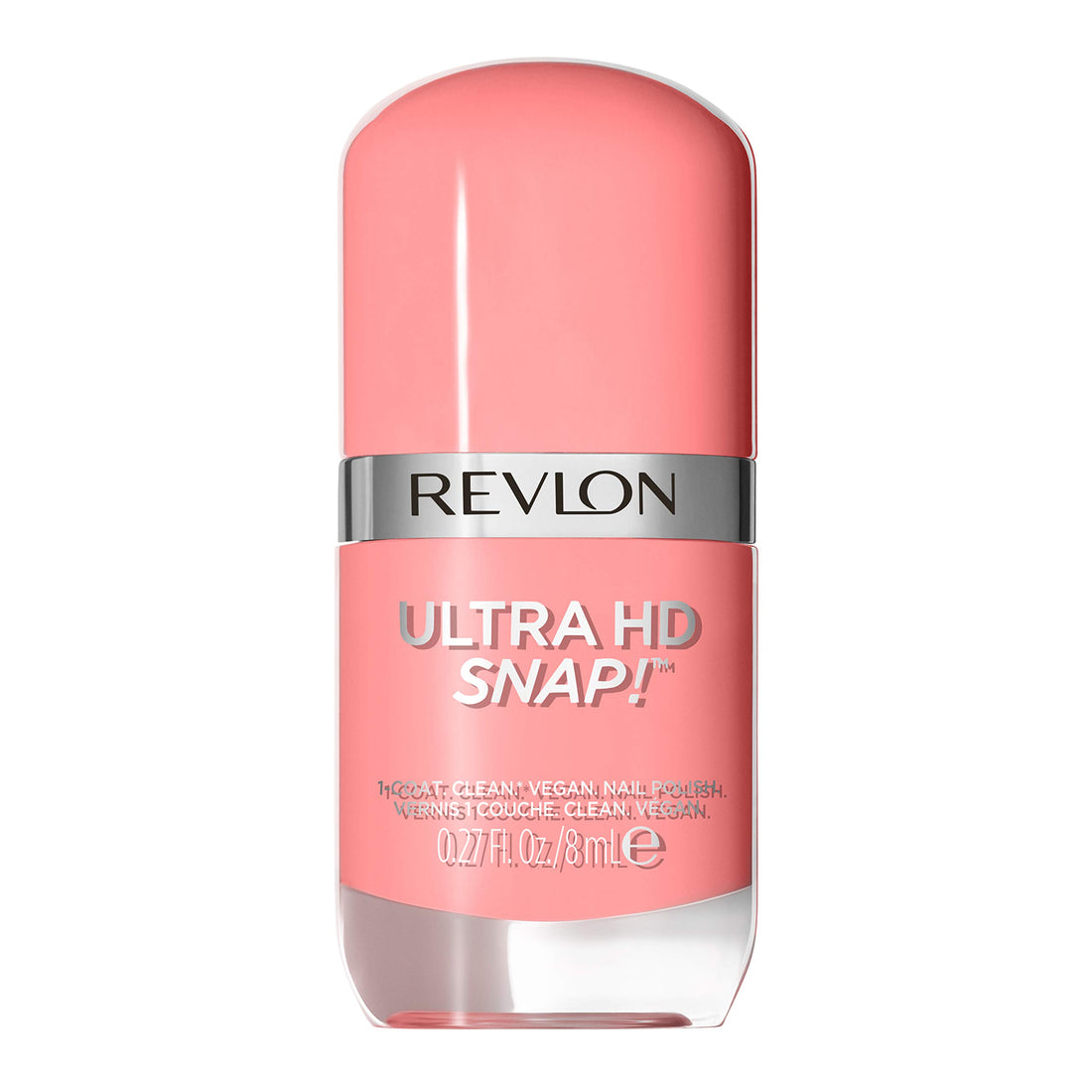 Ultra HD Snap Nail Colors, Natural Rich Glossy Nail Polish, 100% Vegan Formula, No Base and Top Coat Needed, 027 Think Pink, 0.27 fl. Oz.