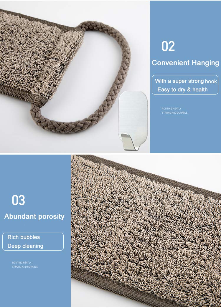 IYOOH Loofah Back Scrubber for Shower for Women/Men, Natural Flax Exfoliating Luffa Back Scrubber, Dual Sided Loofa Scratcher Body Wash Bath Strap Scrub Brush, Deep Clean and Invigorate Skin 4''x35''