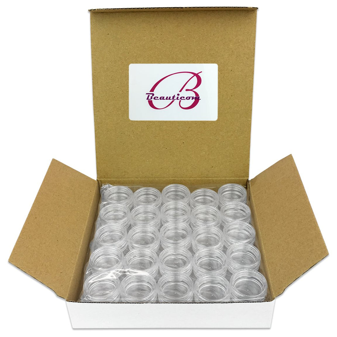 Beauticom 3 Gram or 3 ML Round Clear Screw Cap Lid with Clear Base Jar (Quantity: 100 Pieces)