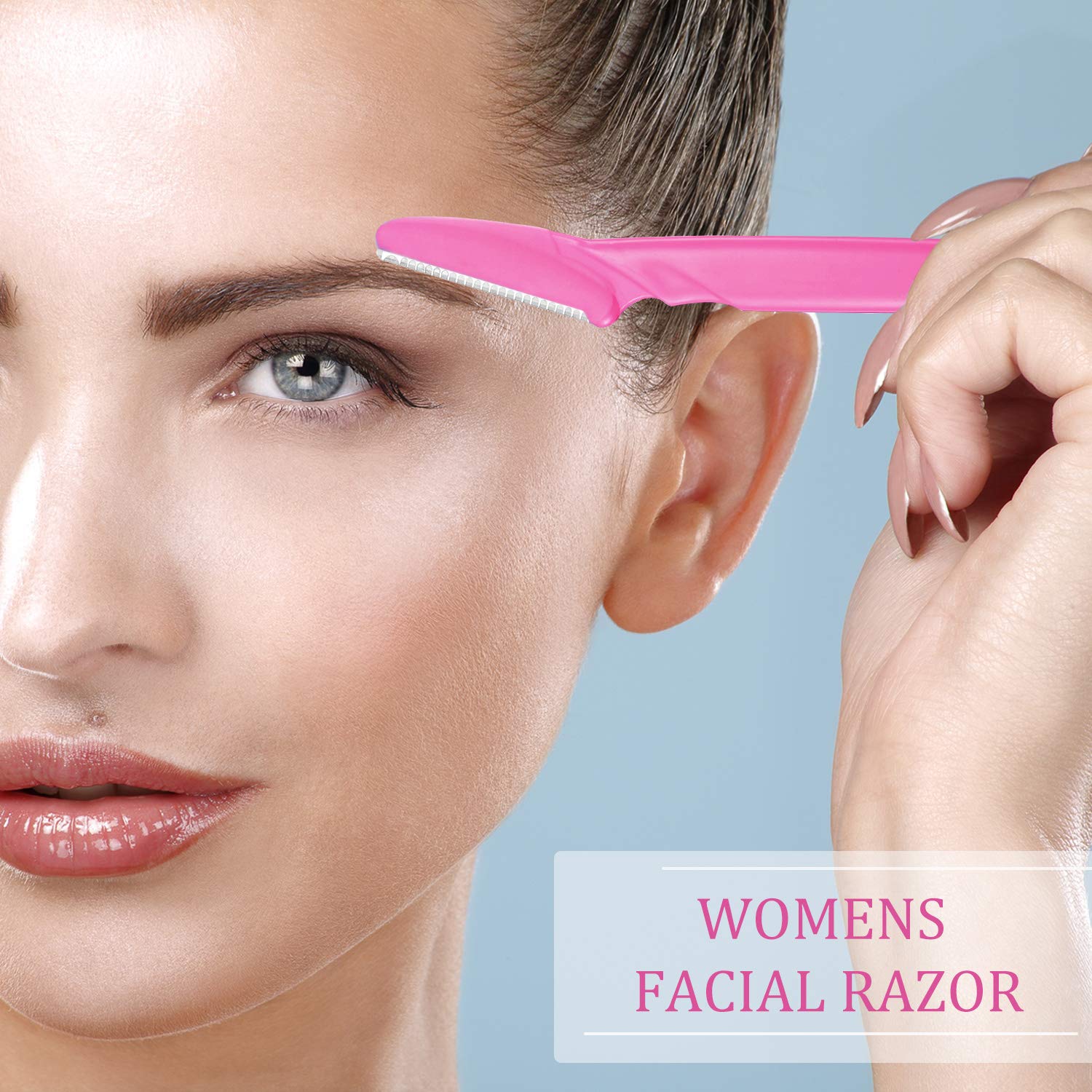 60 Pieces Eyebrow Razor Shaper Trimmer Shaver Women Facial Razor with Precision Cover (Pink, Blue,Yellow, Rose Red, Purple, Black)