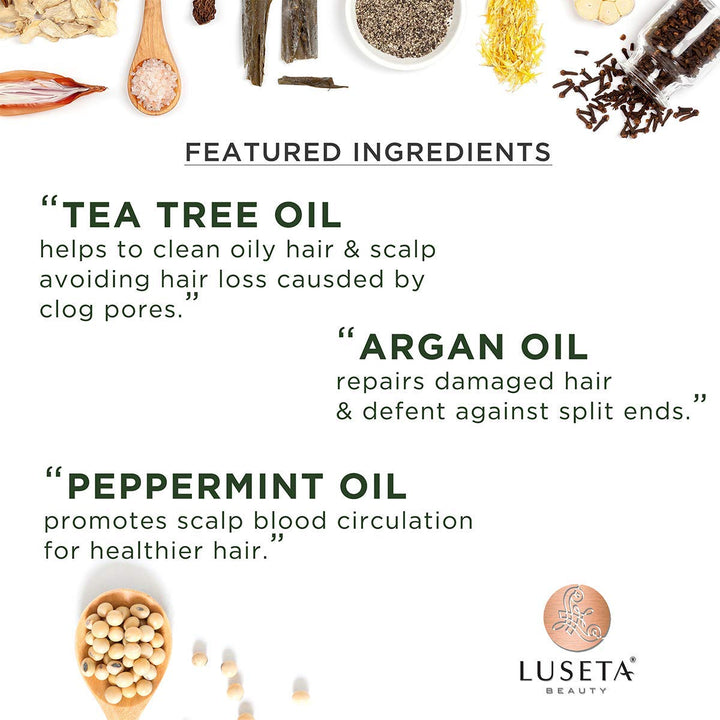 Luseta Tea Tree & Argan Oil Detangling Shampoo & Conditioner Set, 2 x 16.9 Oz : Tea Tree & Argan Oil, 16.9 Fl. Oz (Pack of 2)