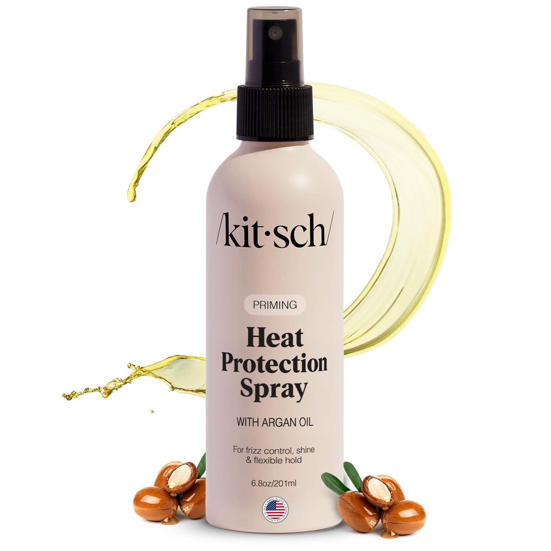 Kitsch Heat Protection Spray for Hair – Heat Protectant for Hair with Argan Oil – Styling Hair Spray for Frizz Control, Shine & Damage Protection – Protects Strands Up to 450°F – 6.8oz