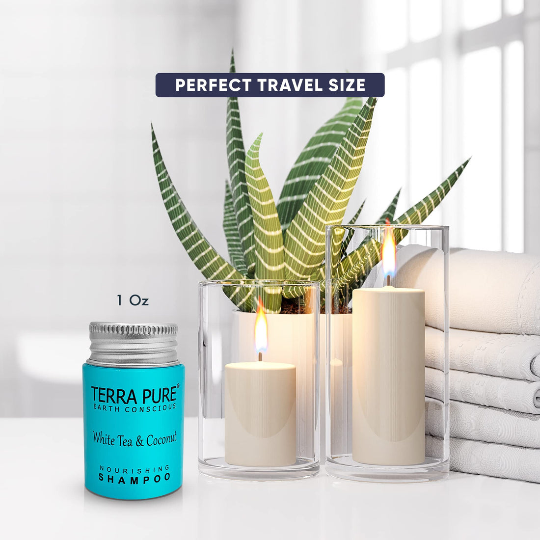 Terra Pure White Tea & Coconut Shampoo, Travel Size Hotel Amenities, 1 oz. (Case of 300)