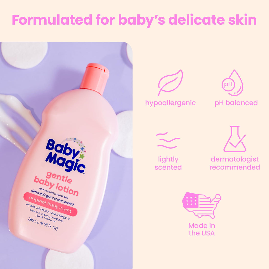 Baby Magic Gentle Baby Lotion 9oz Vitamins & Aloe Free of Parabens, Phthalates, Sulfates and Dyes, Camellia Oil & Marshmallow Root, 9oz (Pack of 1)