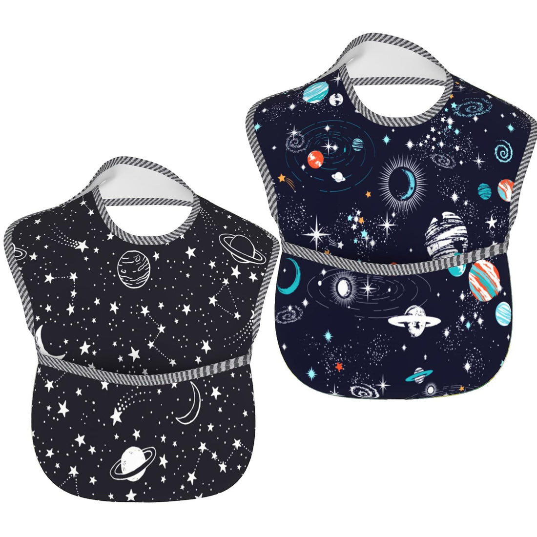 Qwalnely Space Bibs Baby Stuff 2Packs for 6-24 Months Waterproof Washable Fabric (Space)